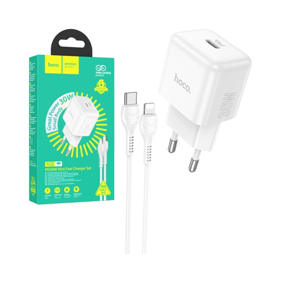 Hoco Charger N32 Glory Pd30w Type-C To Lightning 1m White